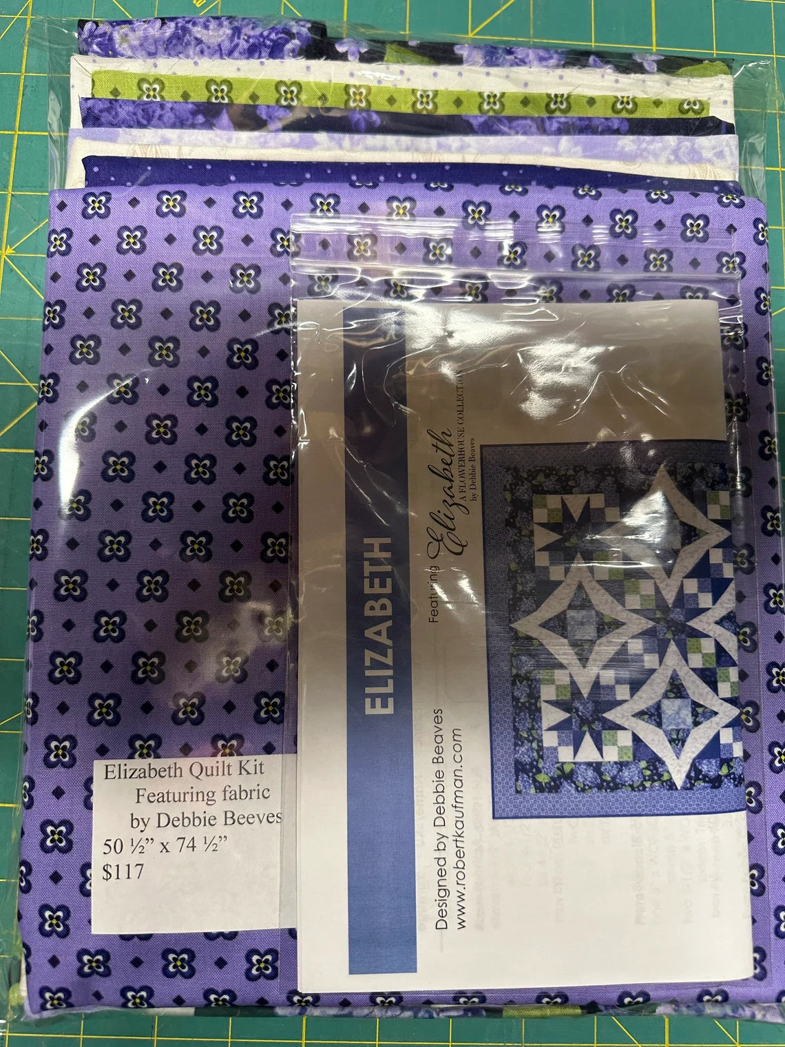 Quilt Kit, Elizabeth 50 1/2"x74 1/2", Robert Kaufman Elizabeth Fabrics, Purple Lilacs Fabric