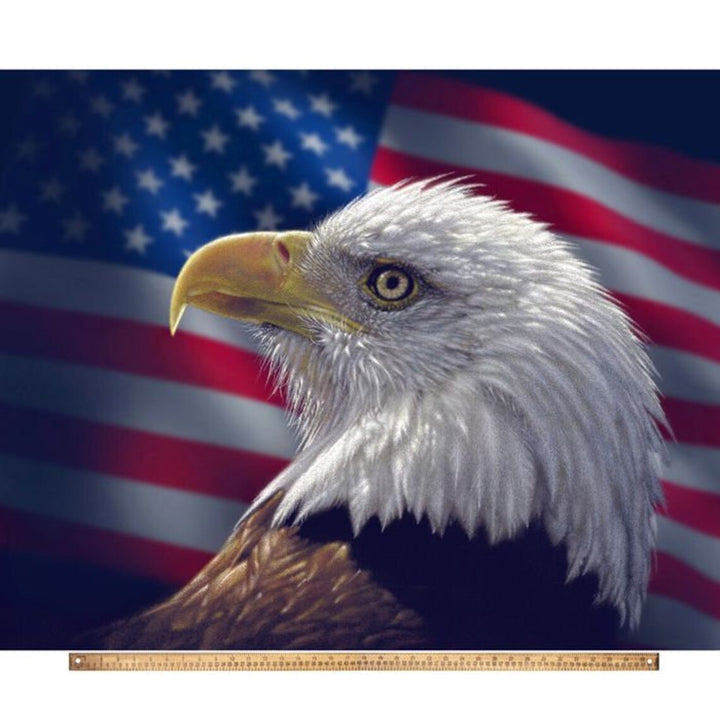 Eagle Flag 2 Fabric Panel 35"x44", ML-3312-2C Licensed by David Textiles, American Flag Eagle, USA Flag