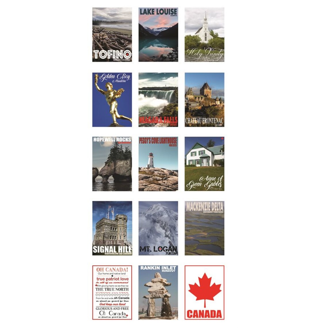 Canadian Road Trip Fabric Panel #1 18"x44", 15 pictures of Canadian sites, Oh Canada fabric panel, 0002-3 Hoffman Fabrics