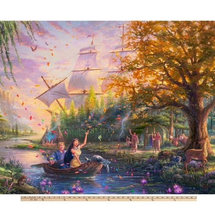 Pocahontas Fabric Panel 36"x43", DS-2066 David Textiles fabric, Pocahontas Quilting Cotton, Disney Princess Fabric