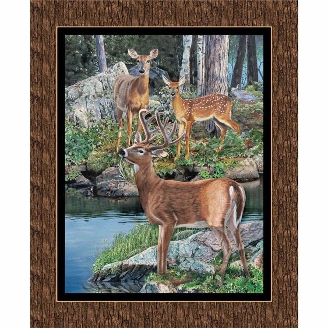 Deer Fabric Panel 36"x43", Cradle Rock Wall Panel 15209 Wild Wings, Deer Gifts Quilt Wall Hanging