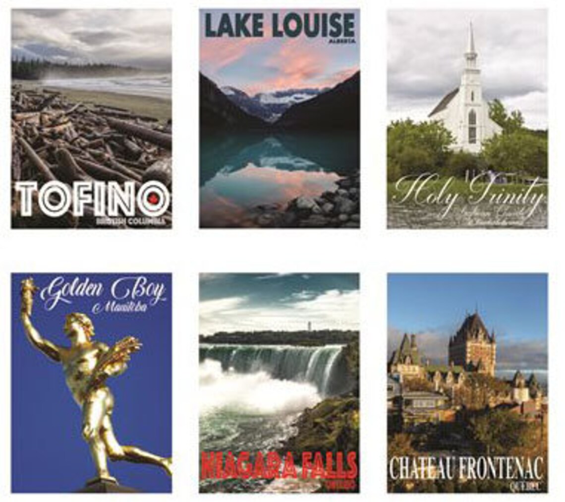 Canadian Road Trip Fabric Panel #1 18"x44", 15 pictures of Canadian sites, Oh Canada fabric panel, 0002-3 Hoffman Fabrics