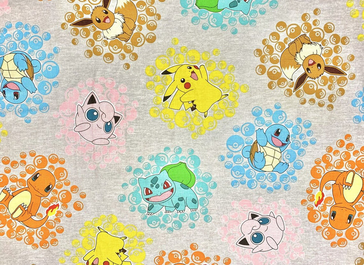 Pokémon Fabric Sold by Half Yard, 74837-12 Grey Fabric by Robert Kaufman