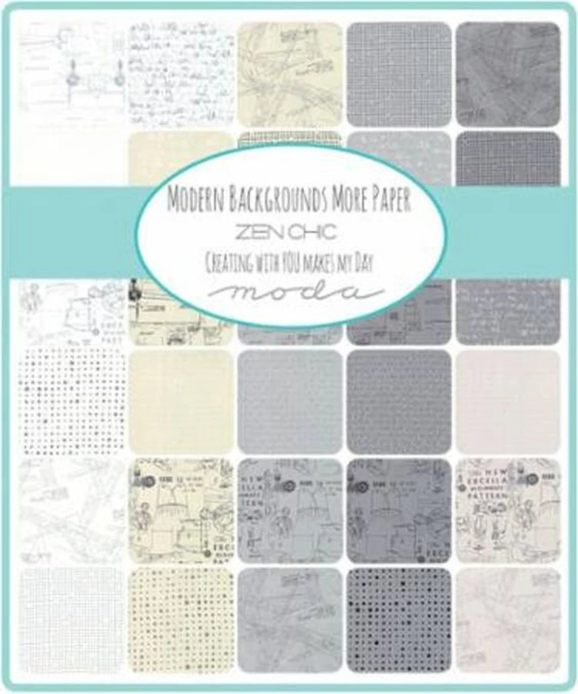 Modern Backgrounds More Paper Layer Cake 42Pieces-10"x10", #1670LC ZEN CHIC Layer Cake, Quilt Table Runner Placemat Wall Hanging