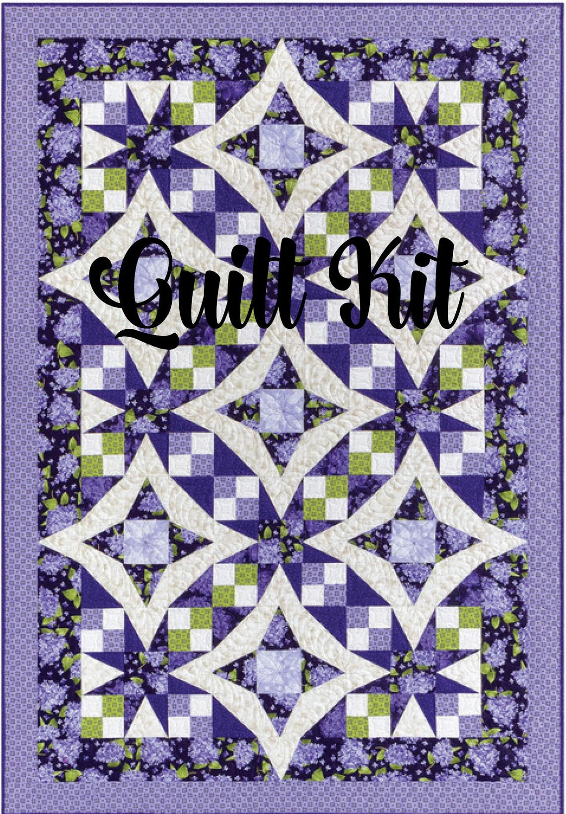 Quilt Kit, Elizabeth 50 1/2"x74 1/2", Robert Kaufman Elizabeth Fabrics, Purple Lilacs Fabric