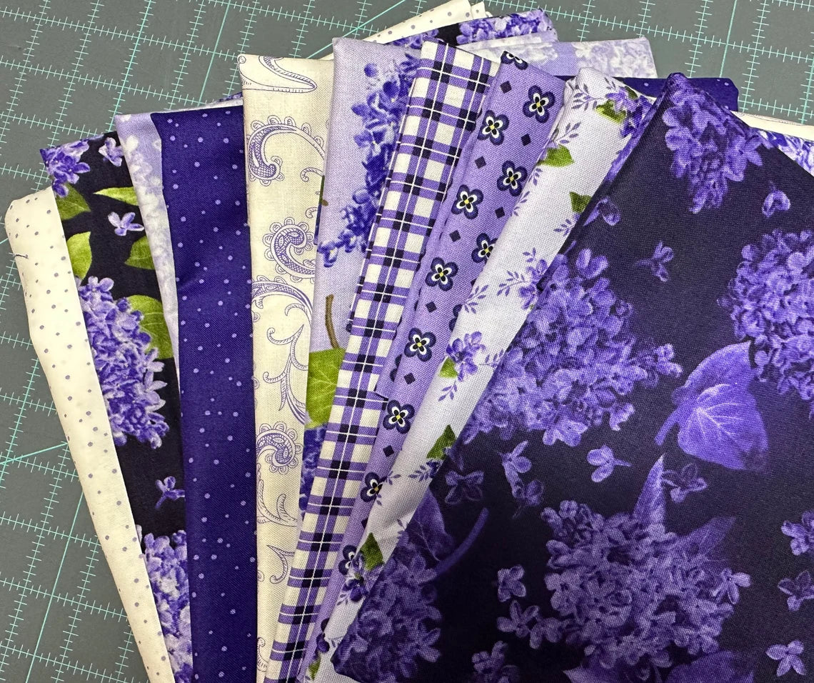 Quilt Kit 70"x82", Rosy Stars Quilt Kit using Elizabeth fabrics from Henry Glass, Lilacs Gift Bed Quilt Lap Twin Double Queen