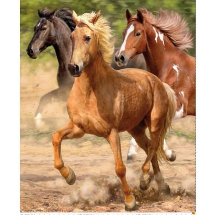 Horses Fabric Panel 36"x43", PD7012 Galloping Horses by Penny Rose Fabrics, Horse Gift Bed Quilt Blanket Wall Hanging Queen King