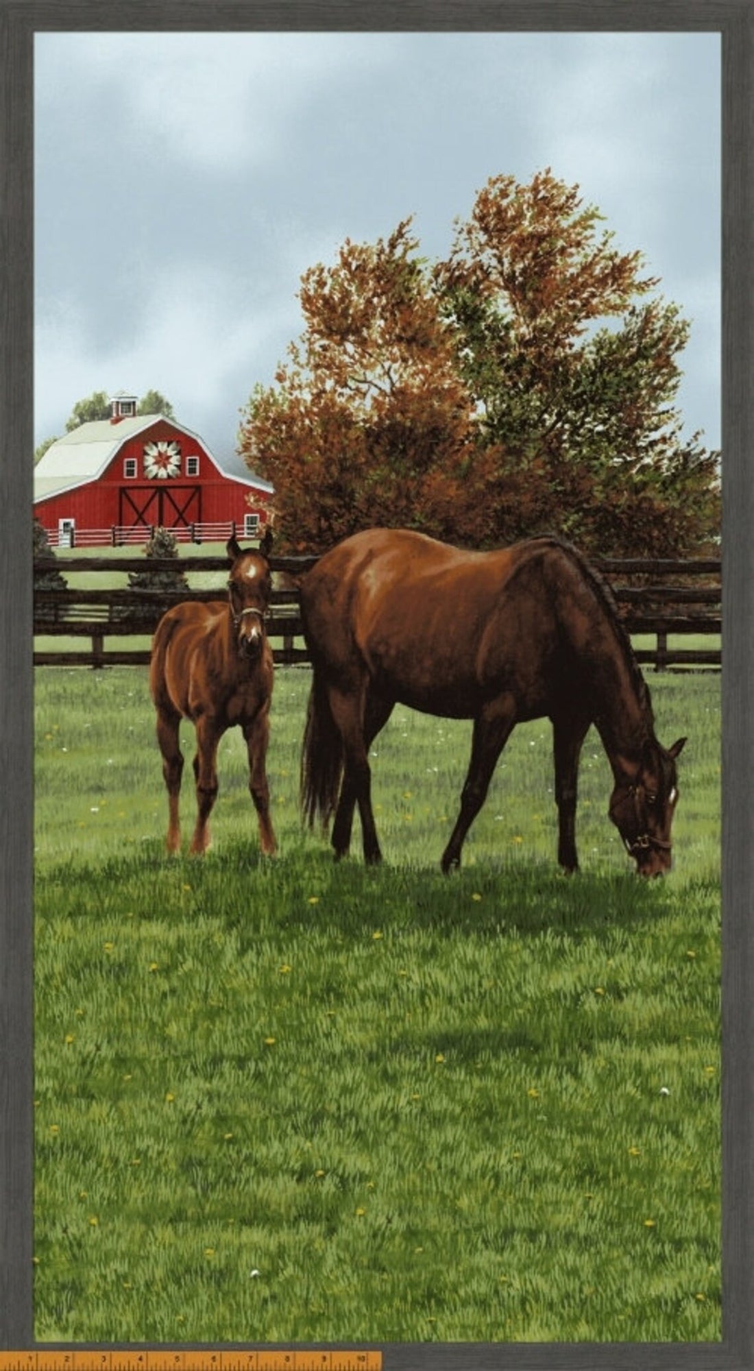 Horse Fabric Panel 24"x42", Thistle Hill by Windham Fabrics, Horse Lovers Gift Bed Quilt Wall Hanging