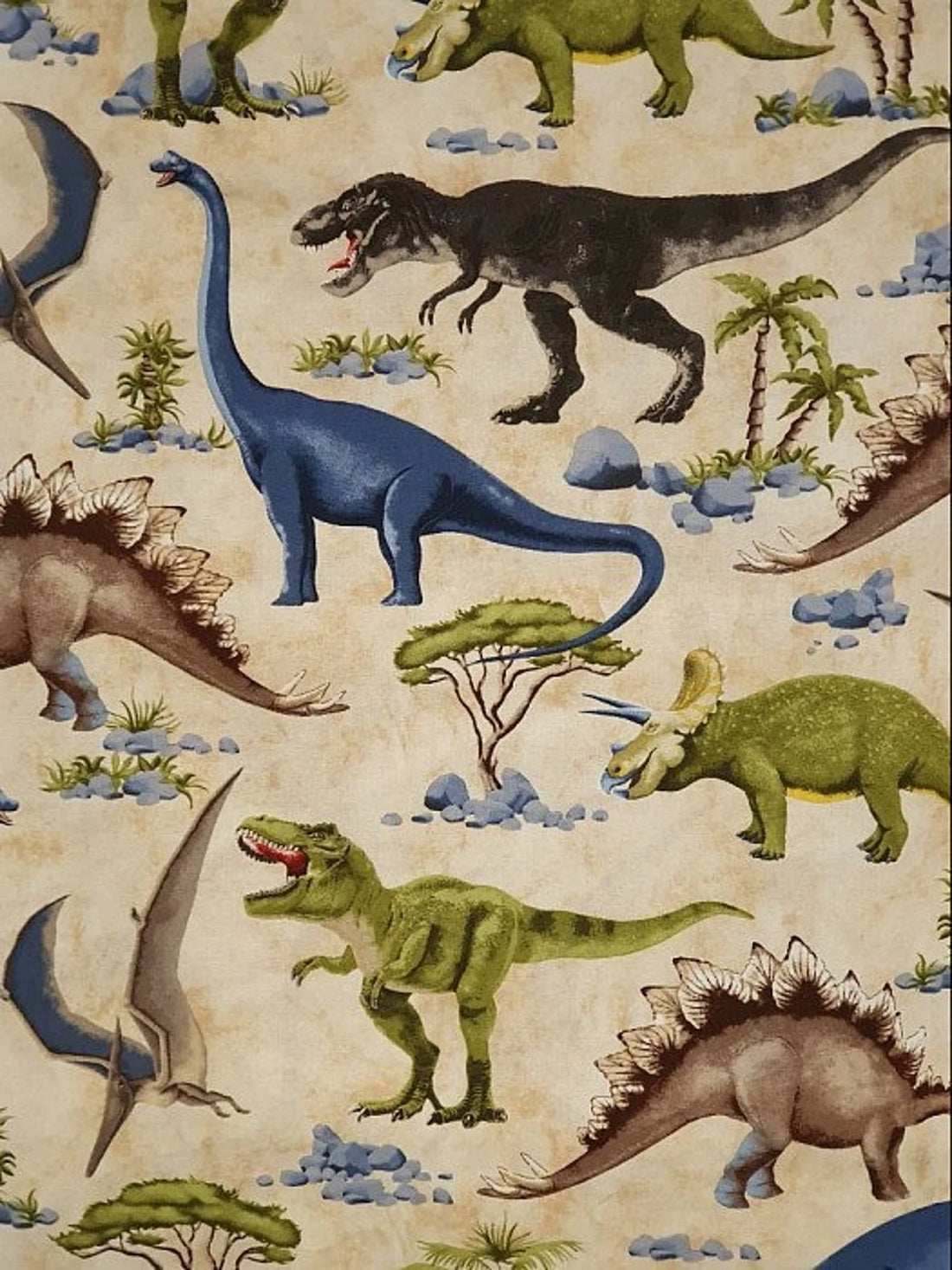 Dinosaur Fabric 1/2 Yard, Dinosaur Gathering, Dinosaur Cotton Fabric by Timeless Treasures, Dinosaur Gift Bed Quilt Wall Hanging