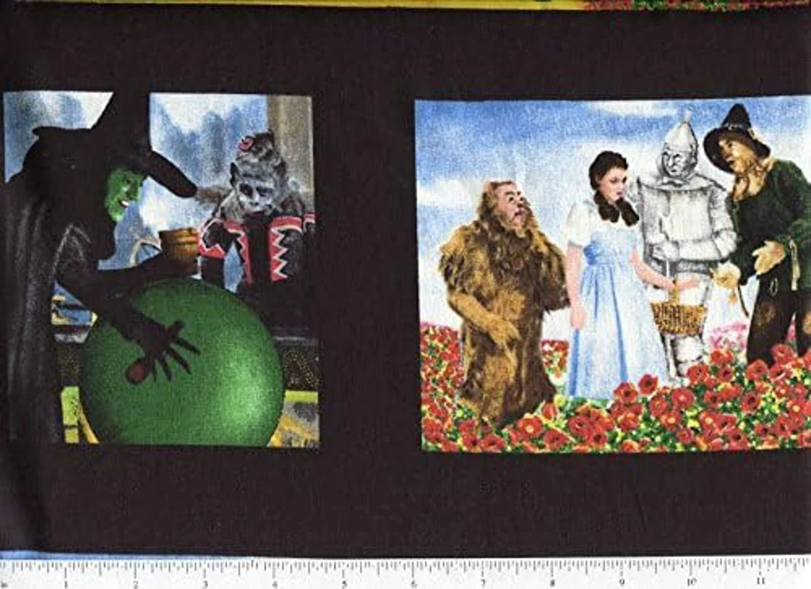Wizard of Oz Quilting Cotton Panel 23"x44", The Wizard of Oz Fabric Panel - By Judy Garland as Dorothy - Quilting Treasures // Glinda