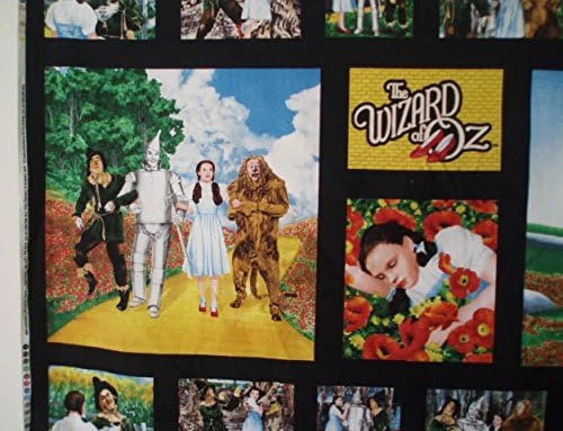 Wizard of Oz Quilting Cotton Panel 23"x44", The Wizard of Oz Fabric Panel - By Judy Garland as Dorothy - Quilting Treasures // Glinda