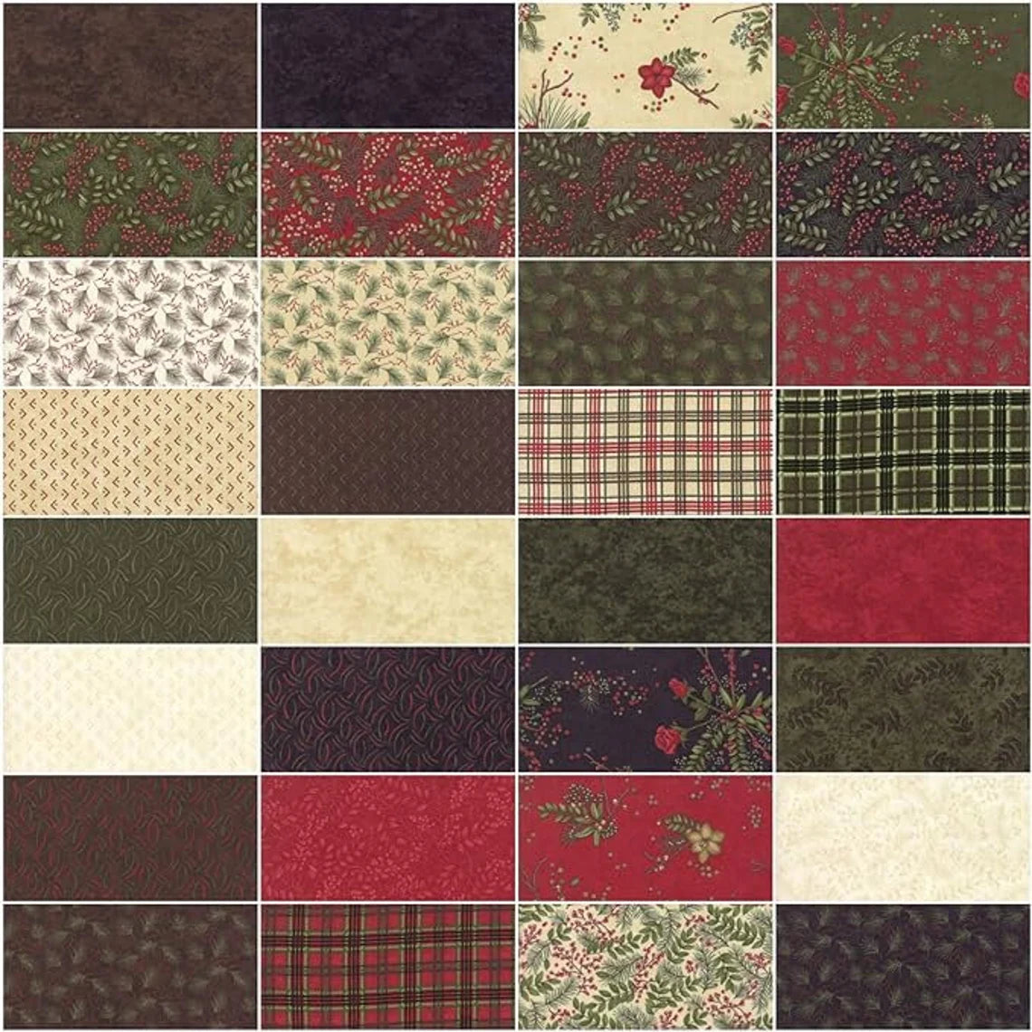 RARE Winter Manor Layer Cake 10"x10", 42 Precut Ten Inch Pieces, Holly Taylor Moda Fabrics, Discontinued, Christmas bed quilt runner