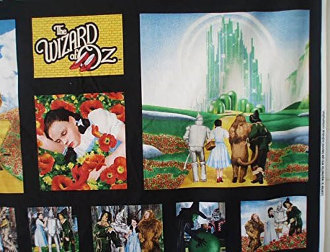 Wizard of Oz Quilting Cotton Panel 23"x44", The Wizard of Oz Fabric Panel - By Judy Garland as Dorothy - Quilting Treasures // Glinda