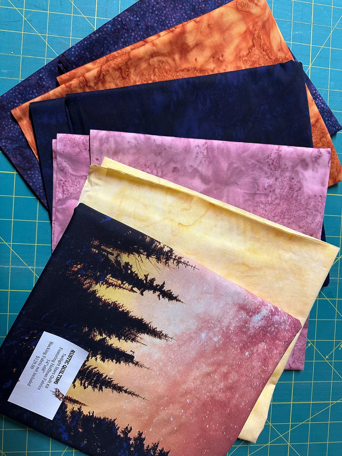 Quilt Kit 54"x68", Northern Lights Nightshade, Hoffman fabrics Bed Quiltt Forest Trees Northern Lights Twilight