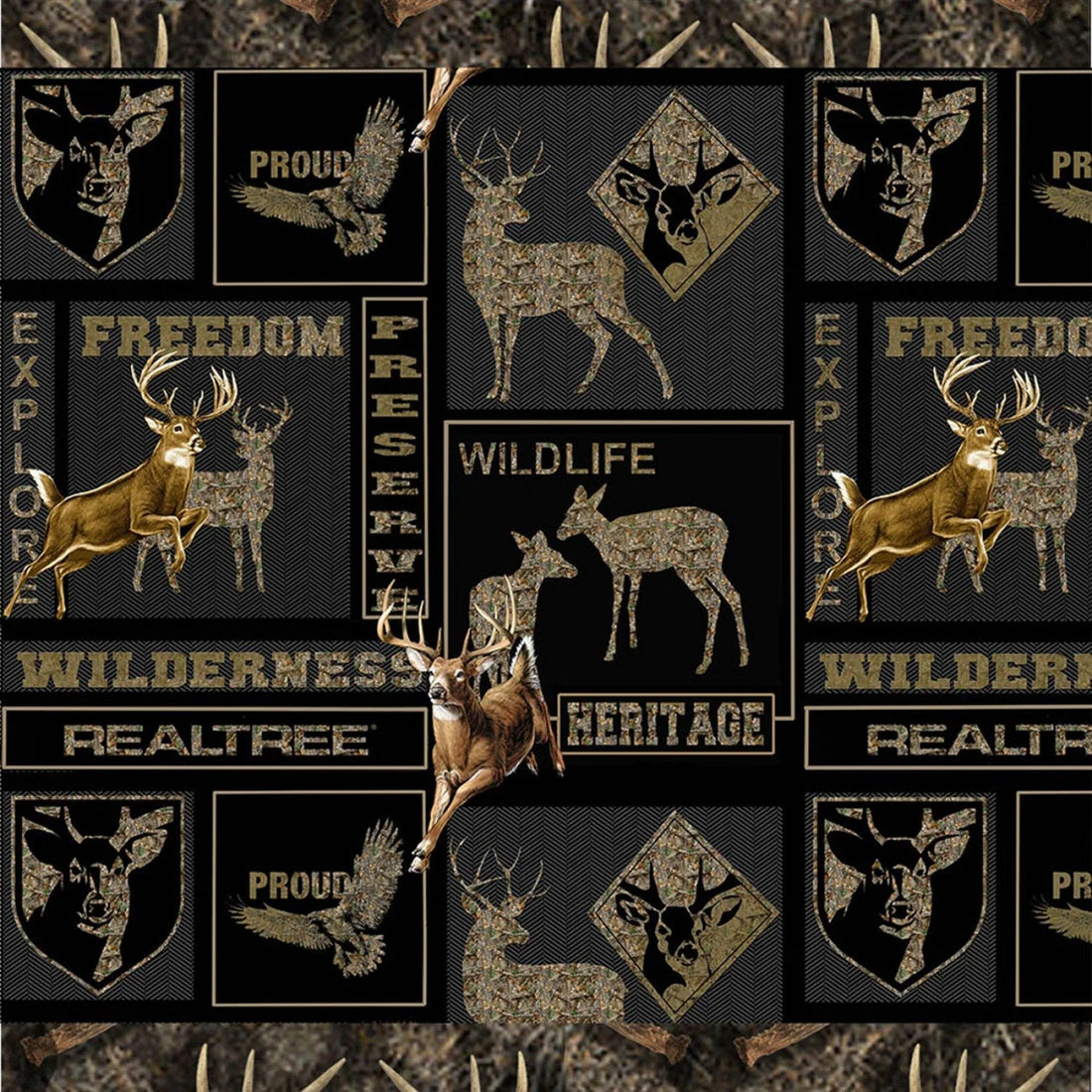 Realtree Fabric 1/2 yard, Heritage Box by Print Concepts, Wildlife Lovers Gift Bed Quilt Wall Hanging