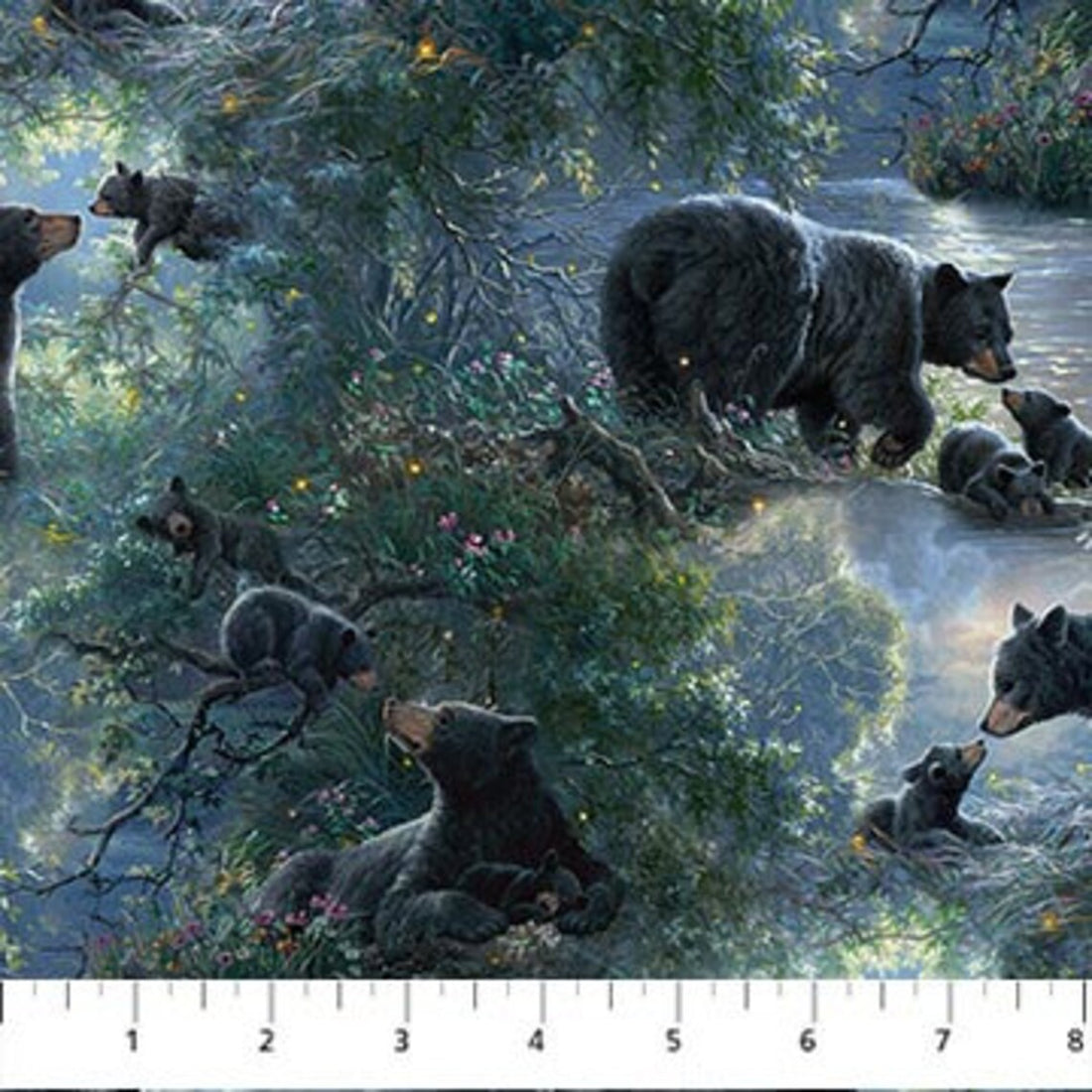 Quilt Kit 54”x70”, Moonlight Kisses fabrics by Northcott Bed Quilt Wildlife Bear Bed Quilt Queen Twin leaves clouds bark