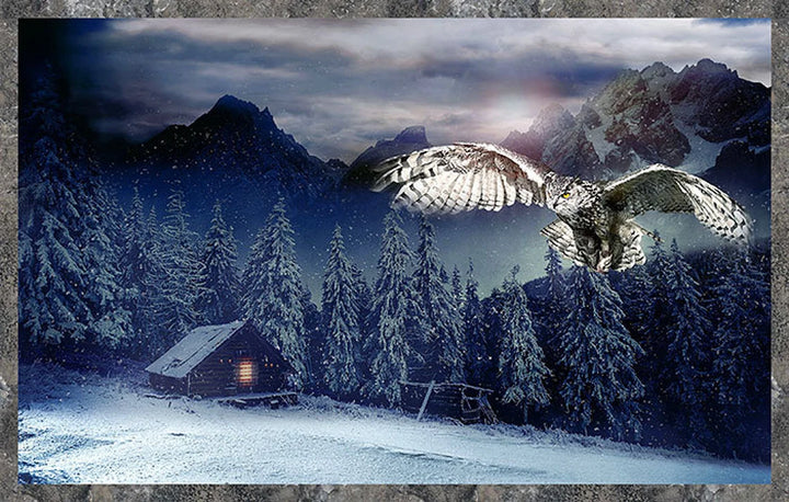 Quilt Kit 60”x73", Mystic Owl Call of the Wild fabrics by Hoffman, Owl Log Cabin Nothern Lights Gift Bed Quilt Forest Winter