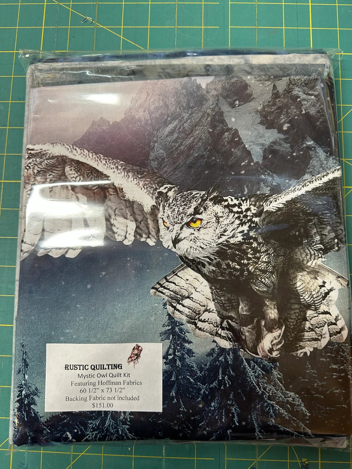 Quilt Kit 60”x73", Mystic Owl Call of the Wild fabrics by Hoffman, Owl Log Cabin Nothern Lights Gift Bed Quilt Forest Winter