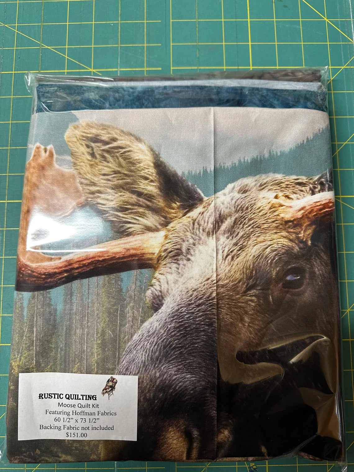 Quilt Kit 60”x73", Moose Call of the Wild fabrics by Hoffman, Moose Forest Hunter Wildlife Gift Bed Quilt Forest Mountains