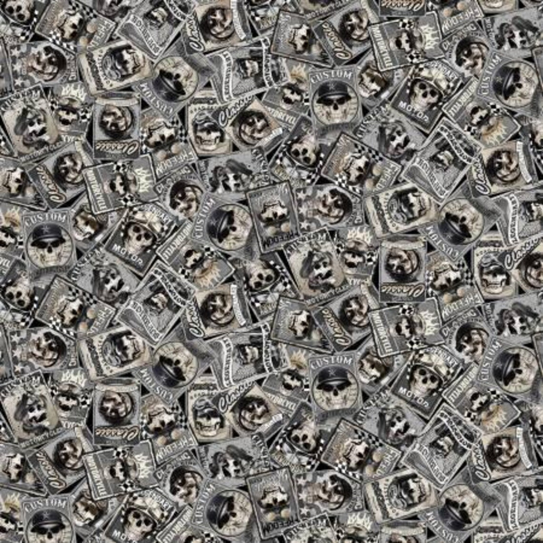 Grim Reapers Skull Motorcycle Fabric 1/2 Yard, CD2416 Reaper's Ride by Timeless Treasures, Motorcycle Gifts Quilt Guy Men Bed Blankets Wall