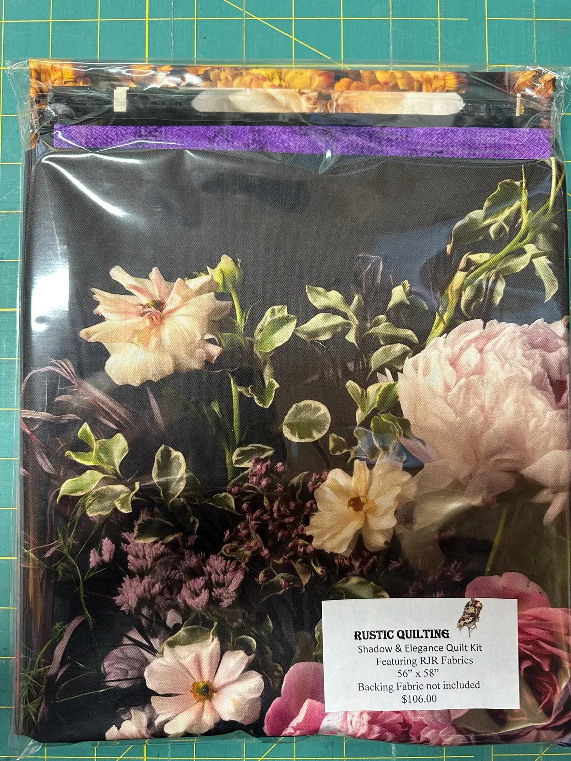 Quilt Kit 58x"x58", Shadow & Elegance by RJR, Floral Gift Bed Quilt Queen Quilt Wall Hanging