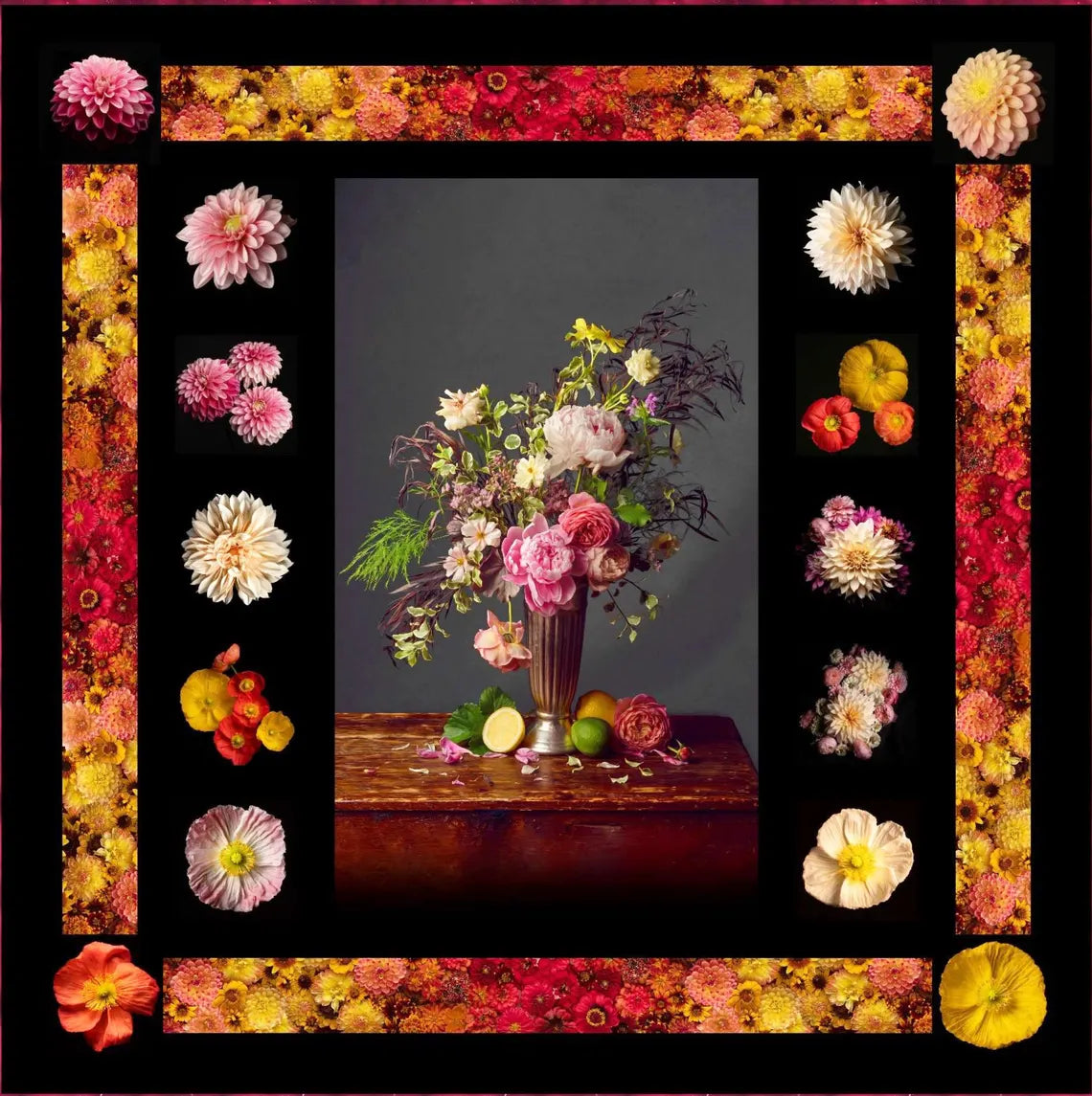 Quilt Kit 58x"x58", Shadow & Elegance by RJR, Floral Gift Bed Quilt Queen Quilt Wall Hanging