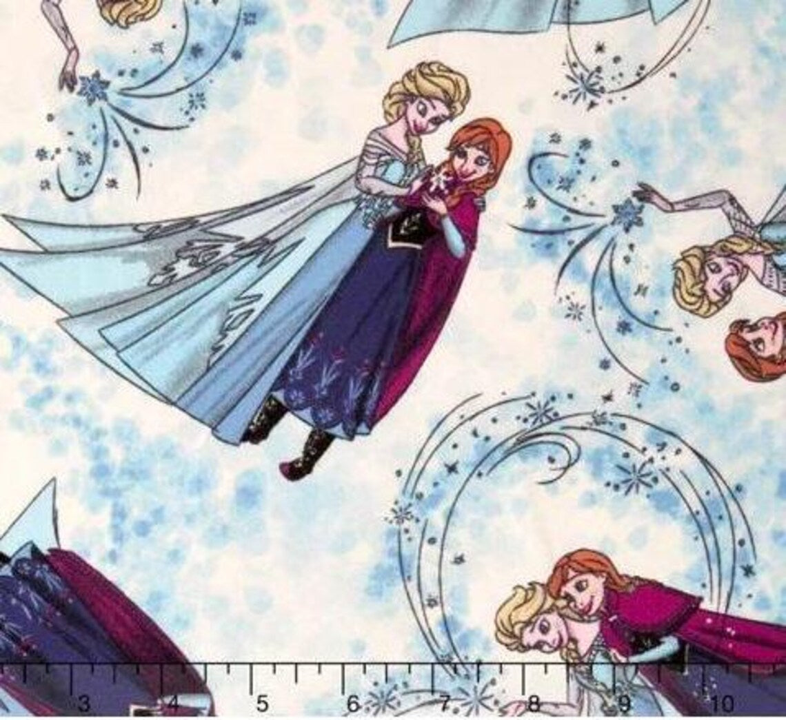 Elsa and Anna Scenic Toss KNIT Fabric 1/2 Yard, 54" Wide Cotton/Spandex RARE Frozen Fabric, Anna and Elsa knit clothing