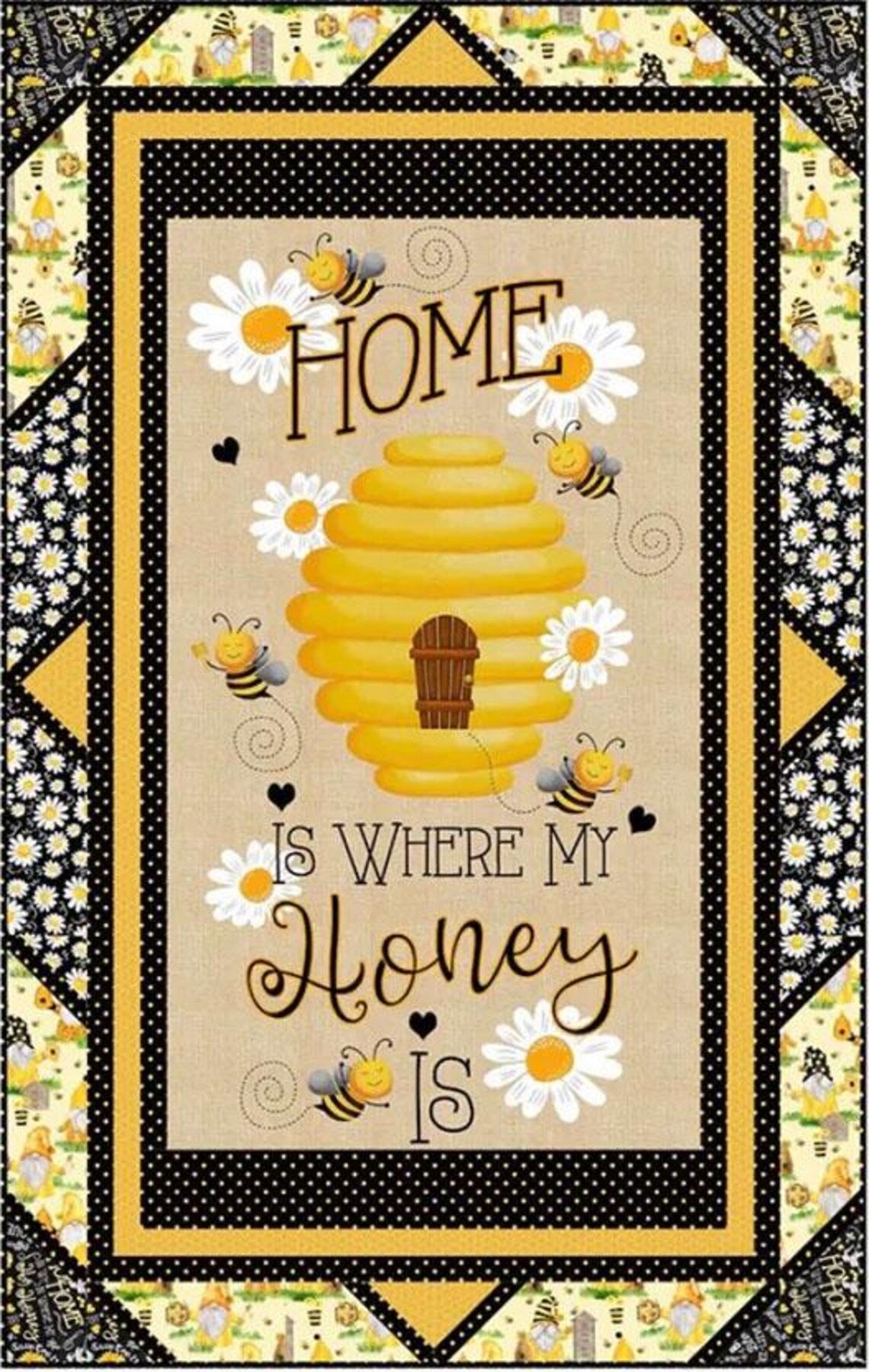 Quilt Kit 32"x51", Honey Bee Quilt Kit using Fabrics by Timeless Treasures, Home is Where My Honey Is Gift Bed Quilt Lap Queen Wall