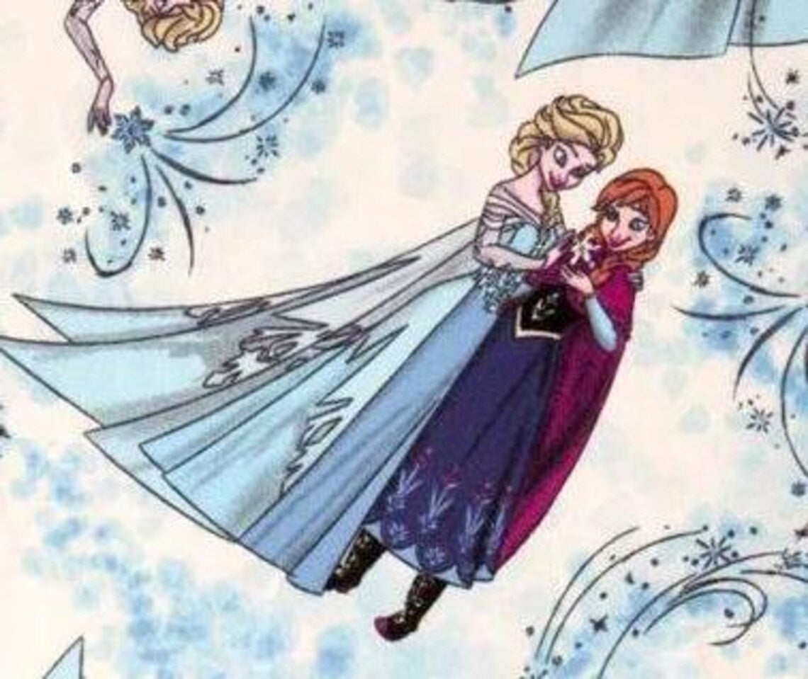 Elsa and Anna Scenic Toss KNIT Fabric 1/2 Yard, 54" Wide Cotton/Spandex RARE Frozen Fabric, Anna and Elsa knit clothing