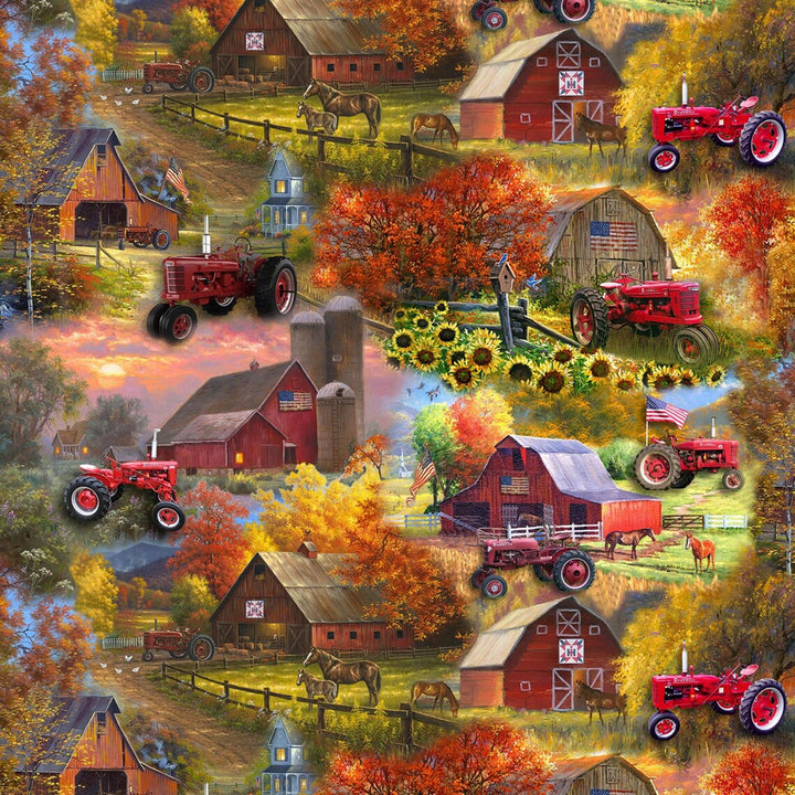 Farmall Tractor Fabric 1/2 yard, Vintage Red Tractor, Farm Tractor Bed Quilt Wall Hanging