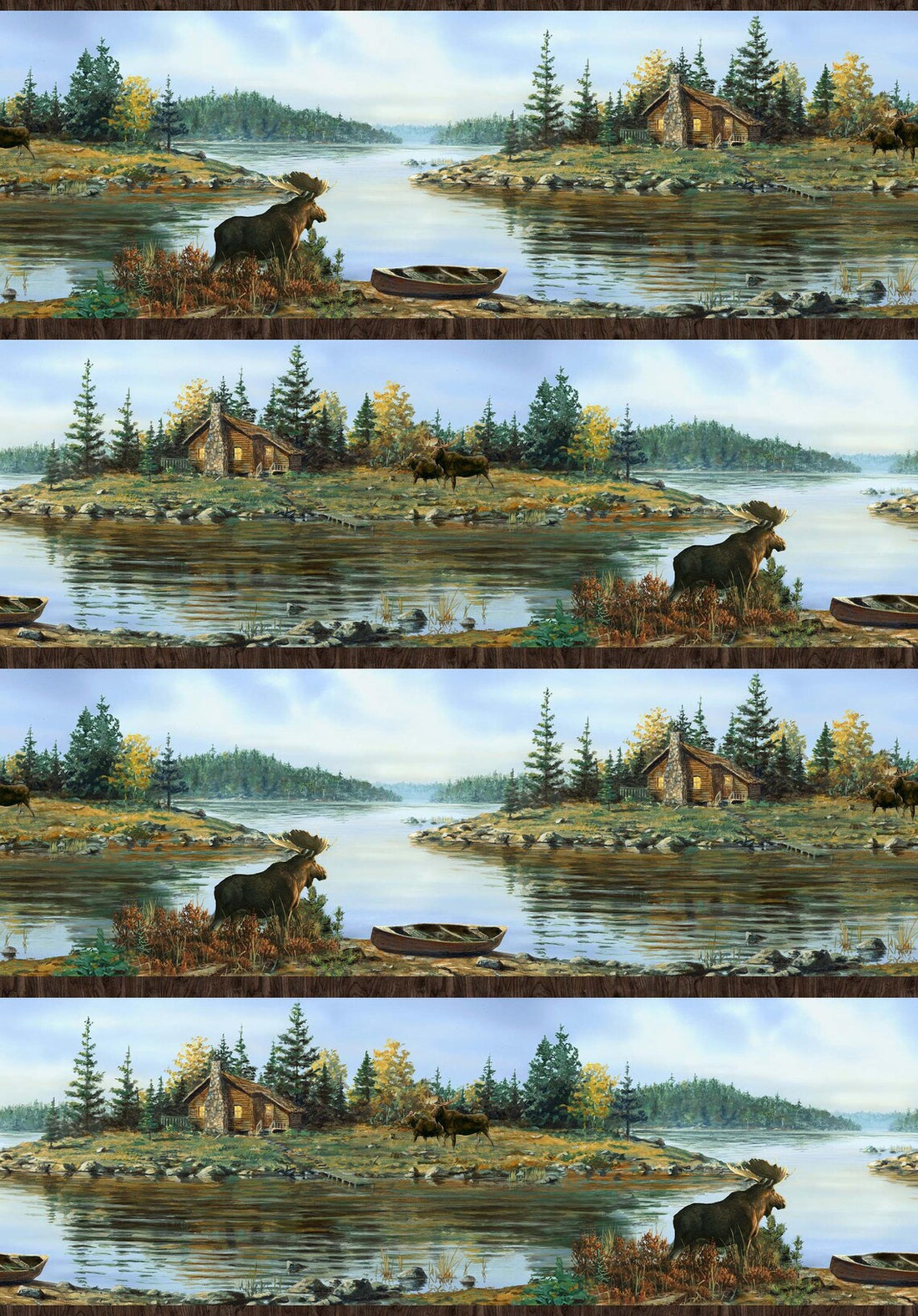 Northwood Moose Quilt Kit 76"x82", using fabrics from Northcott, Nature Landscape Moose Forest Outdoors Log Cabin Gift Queen Bed Quilt