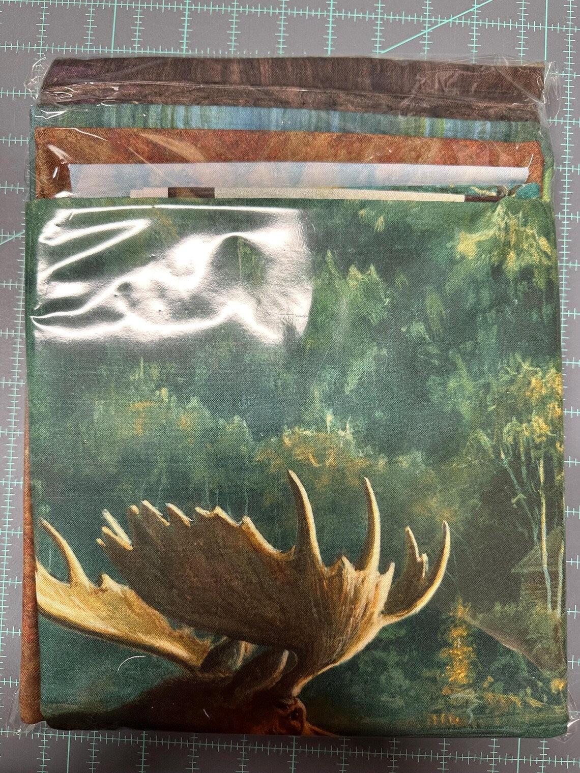 Northwood Moose Quilt Kit 76"x82", using fabrics from Northcott, Nature Landscape Moose Forest Outdoors Log Cabin Gift Queen Bed Quilt