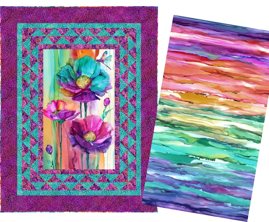 RARE Dragonfly Dance Geese Quilt Kit 54x72", Northcott Fabrics, Floral Gift Quilt Hanging Throw Flowers, Discontinued, Backing Available