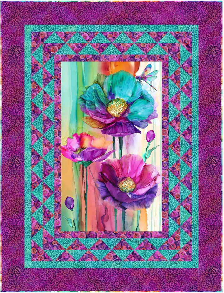 RARE Dragonfly Dance Geese Quilt Kit 54x72", Northcott Fabrics, Floral Gift Quilt Hanging Throw Flowers, Discontinued, Backing Available