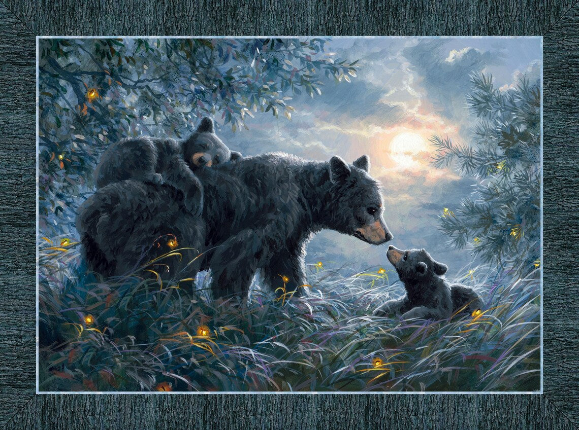 Quilt Kit 70”x59”, Bear Kisses fabrics by Northcott Bed Quilt Wildlife Bear Bed Quilt Queen Twin leaves clouds bark
