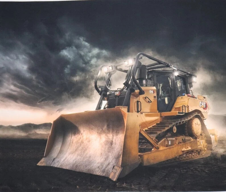 CAT Dozer Fabric Panel 43" x 36", Caterpillar Bull Dozer fabric, CAT Equipment