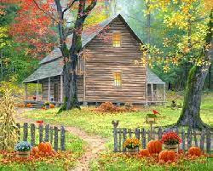 Autumn Home Panel 36"x43", Fall Pumpkin Fabric Panel Digitally Printed ML32121C1MHS Licensing - David Textiles