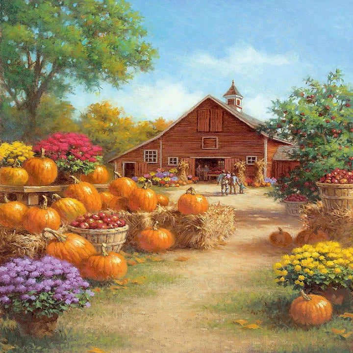 Barn Pumpkin Panel 36"x43", ML3192 David Textiles, Fall Pumpkin Fabric Panel