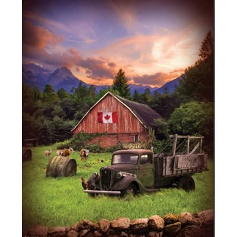 Red Barn Quilt Kit 55"x65", Canadian or American Panel Choices, Heart and Soul Pattern, Hoffman Fabrics, Hoffman Fabric Panel, Hoffman Batik