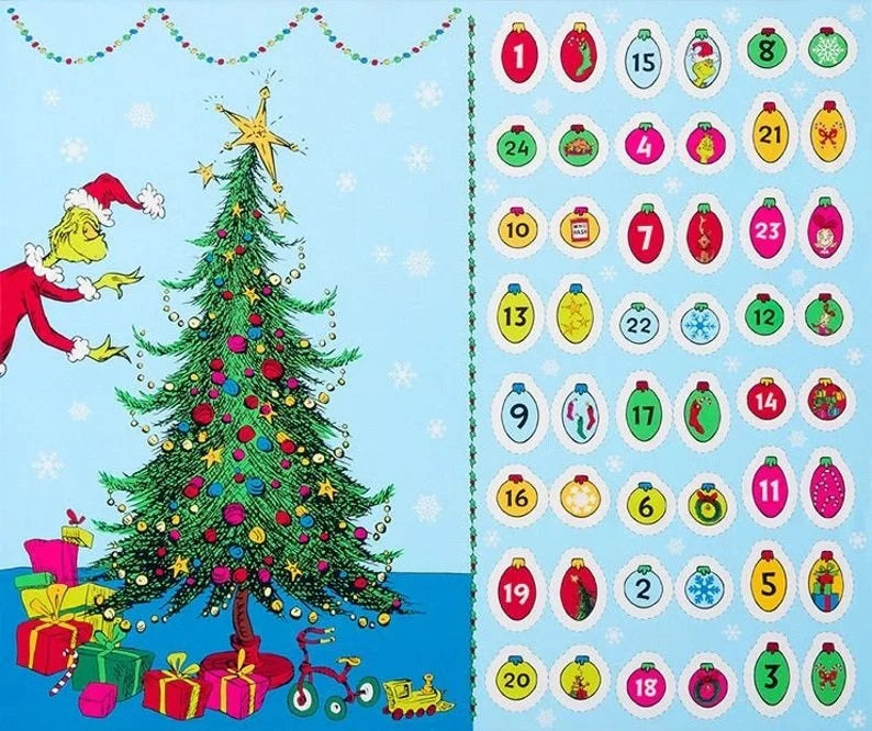 Advent Calendar Fabric, 36" Panel Licensed How the Stole Christmas, ADE-17489-223, Robert Kaufman Fabrics
