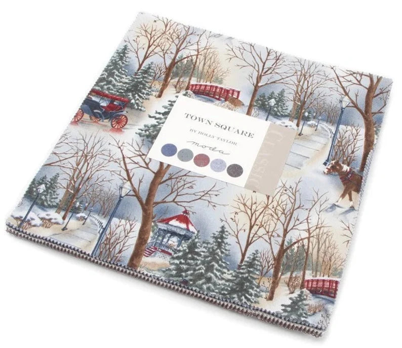 Quilt Kit, Fiddlesticks 63"x71", Using Town Square Fabrics by Holly Taylor for Moda, Layer Cake Town Square Quilt Kit