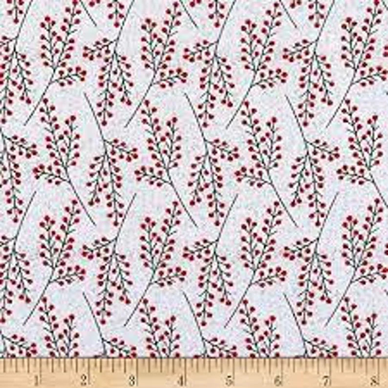 Frosty Snowman Flannel Red Berries on Gray, Sold by the Yard, F6983-8 by Henry Glass Fabrics, Snowman Quilt, Snowman Wall Hanging