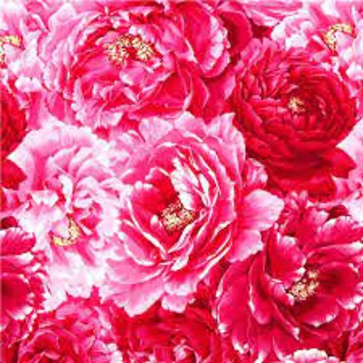 Charlotte Fabric Sold by the Half Yard, Michael Miller Fabric #4110 Charlotte, Bright Pink Open Roses Fabric, Fabulous Floral Fabric
