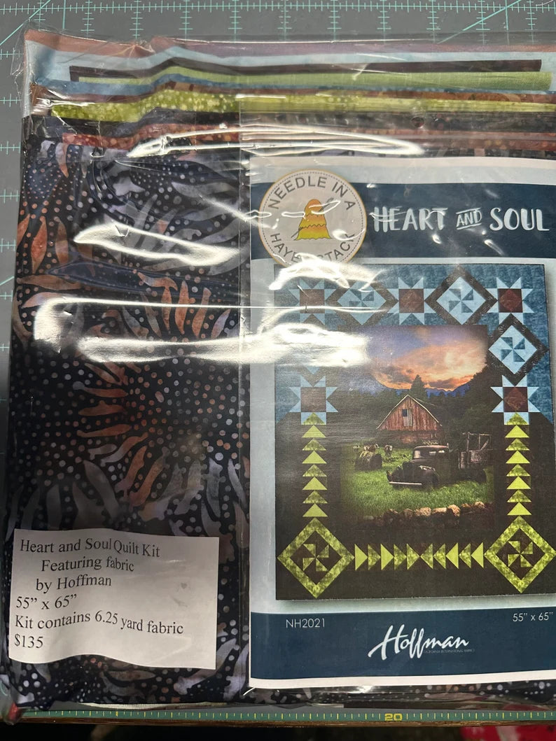 Red Barn Quilt Kit 55"x65", Canadian or American Panel Choices, Heart and Soul Pattern, Hoffman Fabrics, Hoffman Fabric Panel, Hoffman Batik