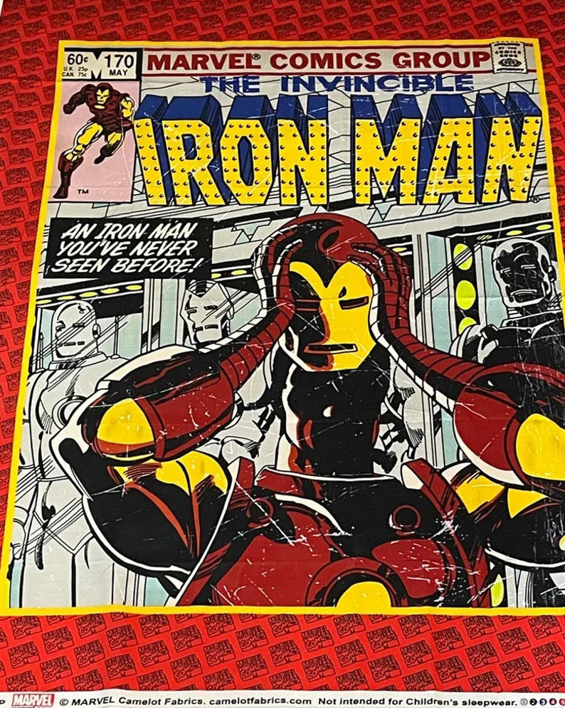 IRONMAN Fabric Panel 35”X 44", Marvel Comics Group, The Invincible Ironman Cotton Quilt Panel