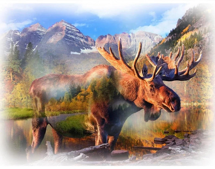 Moose Fabric Panel 44"x34", Call of the Wild Digital Panel from Hoffman Fabrics Cotton Quilt Fabric, S4797H-623
