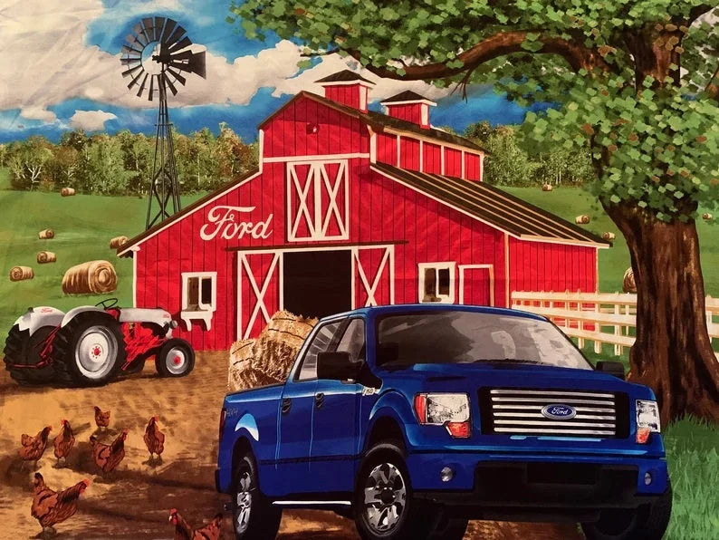 Ford F150 Truck Fabric Panel 44" x 36", RARE Blue Truck Fabric Panel, Sykel Fabrics