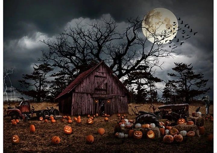 RARE Pumpkin Haunted House Fabric Panel 44"x29", Halloween Digital Hoffman Panel, Cotton Quilt Fabric T4863H-192 Discontinued