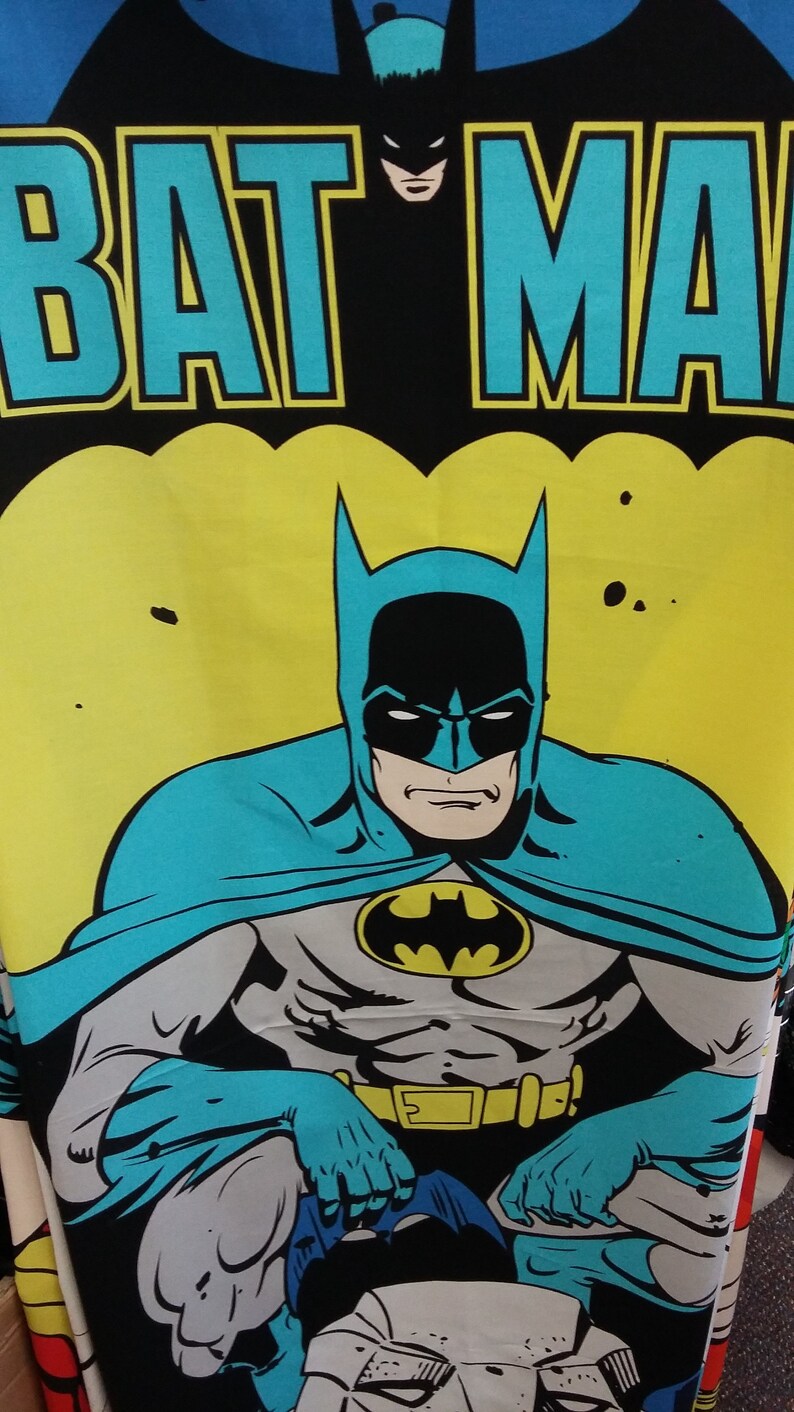 Batman Fabric Panel 36"x43", DC Comics Cotton Panel, RARE Batman Panel
