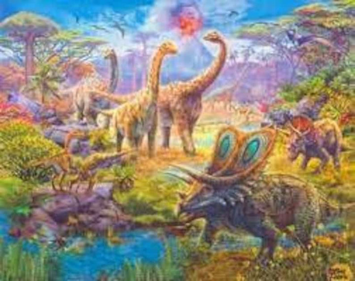 Dinosaur Fabric Panel 43"x35", Prehistoric Animals, Picture This fabric by Robert Kaufman